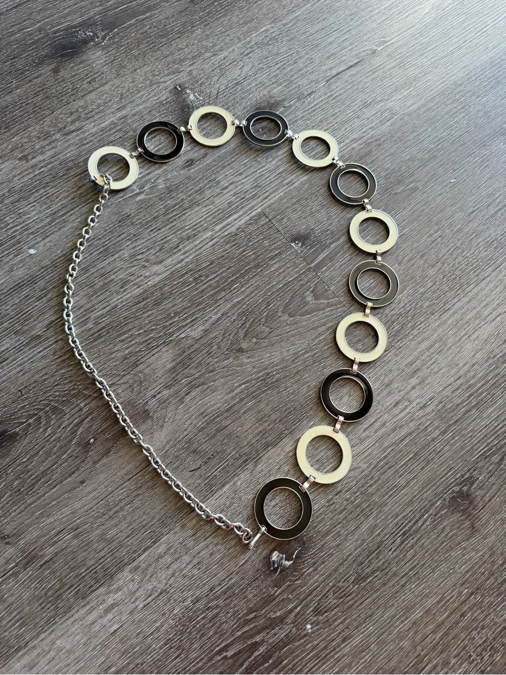 Circle Link Chain Belt - Black & Gold